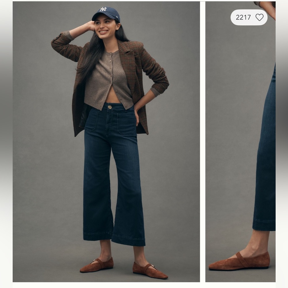 Maeve - The Colette Dark Blue Wide-Leg High-Rise Jeans - Women